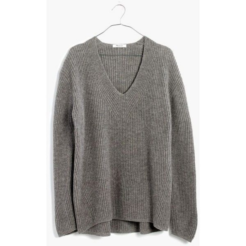 MADEWELL woodside v-neck sweater in grey